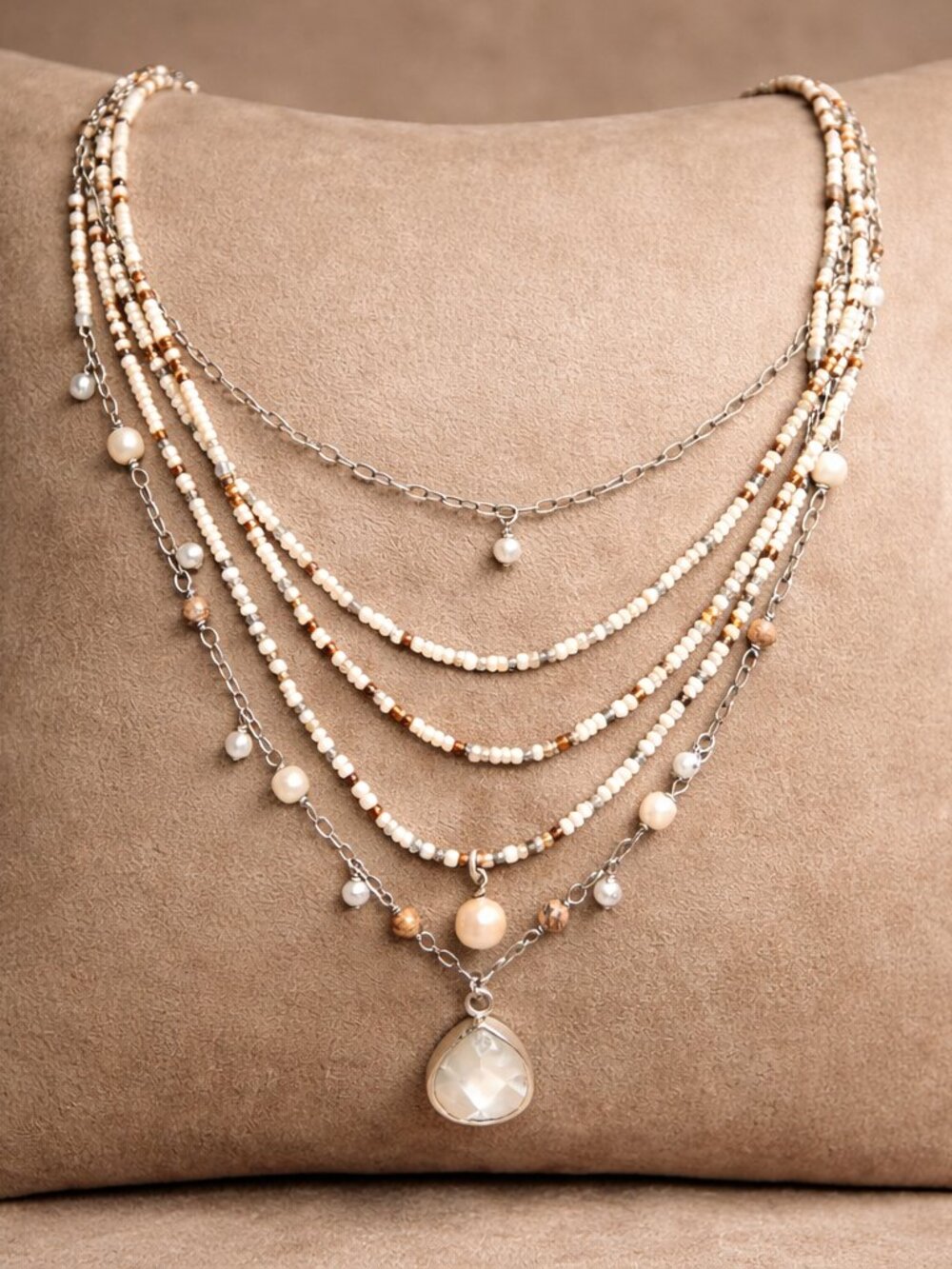 Silpada Multi Strand Pearl & Mother of Pearl Necklace – Retired